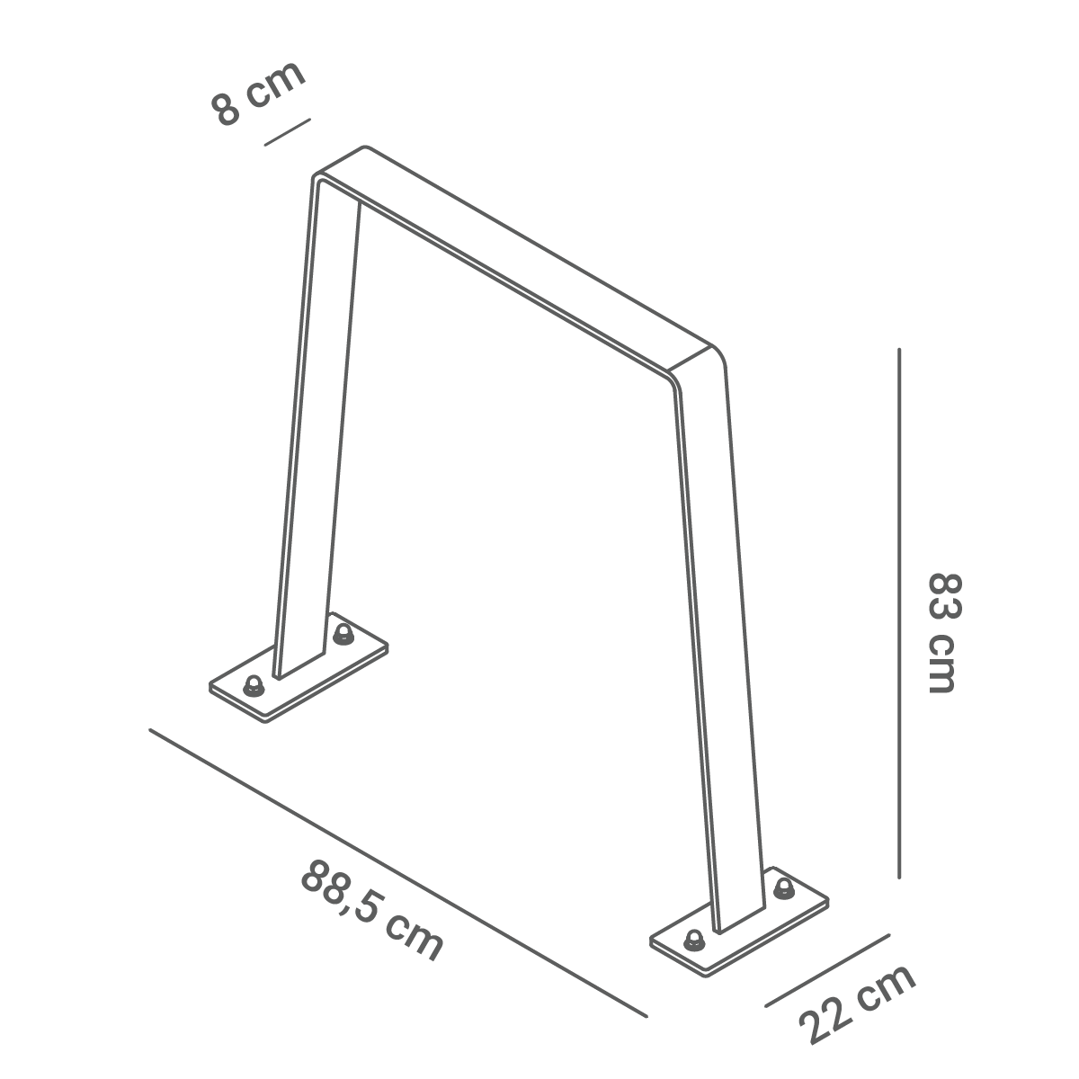 Velosipēdu statīvs Flat - izmēri